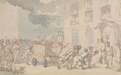 The Arrival of the Fire Engine by Thomas Rowlandson